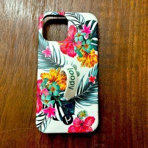 Tropical floral iPhone 12 Pro loopy case for righty.